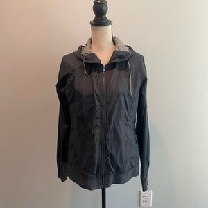 Horny Toad Hooded Windbreaker Coat Jacket Charcoal Womens sz Medium Lightweight